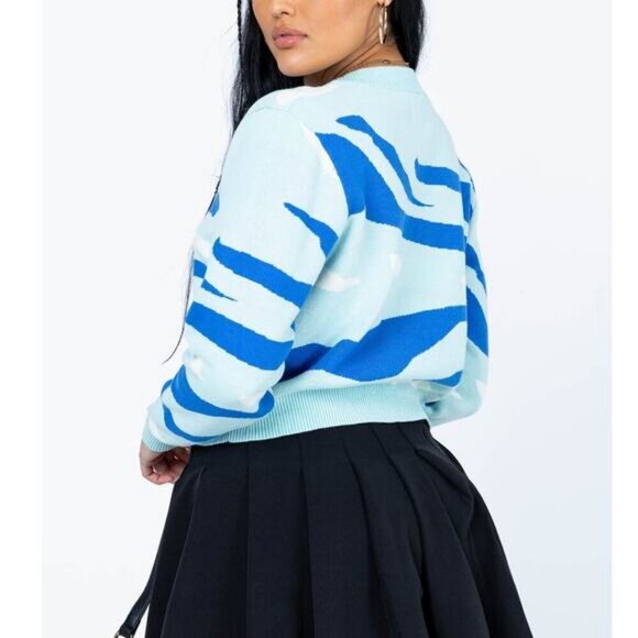 NWT PRINCESS POLLY Austin Knit Cardigan Blue Size Small / Medium - Picture 3 of 7